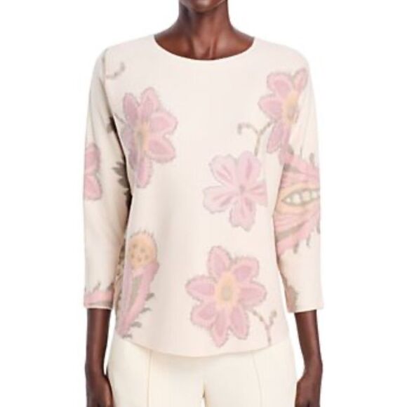 SIONI Floral Crewneck Sweater Cream & Pink Size Small - Picture 1 of 6